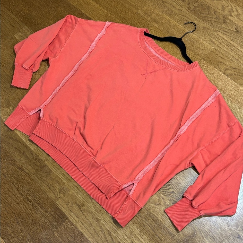 American Eagle, oversized coral sweatshirt ex small boxy lightly distressed soft - Picture 2 of 11